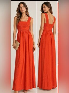 Intropia Red 100% Silk Maxi Dress 34 Ruched Cutout Boho Romantic Formal